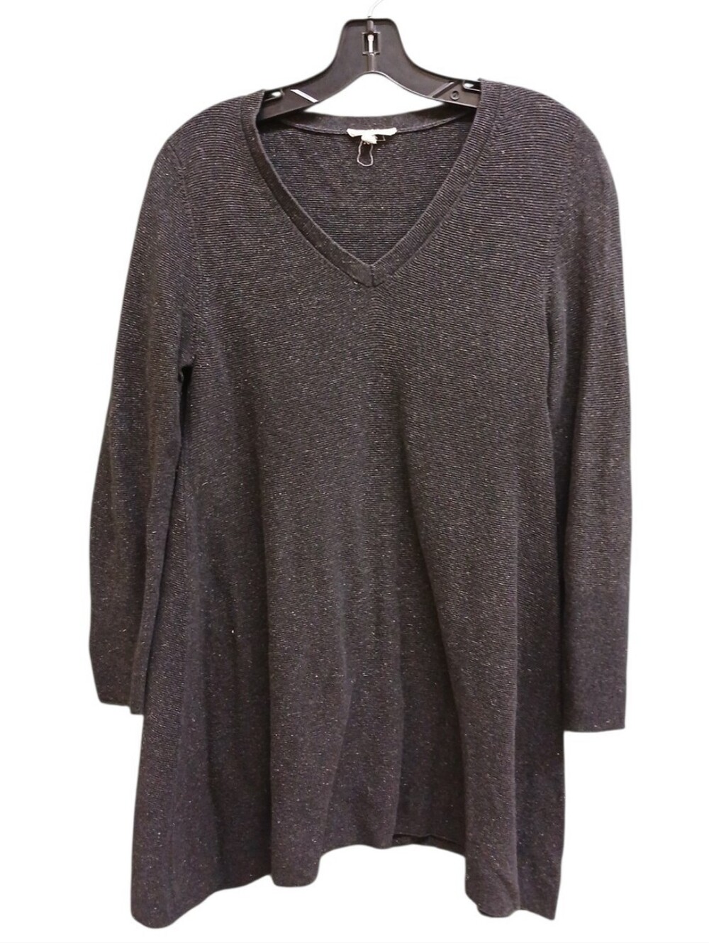 Eileen Fisher Dark Gray V-Neck Long Sleeve Tunic Size Medium